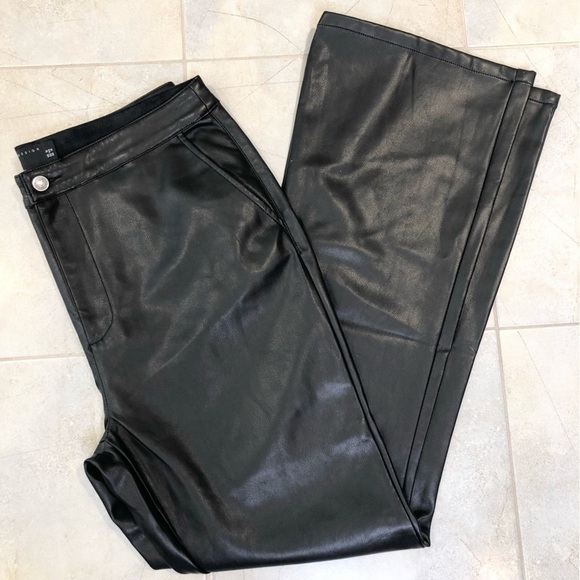 asos Black Vegan Leather Flared Bickercore pants size 12 - Picture 15 of 15